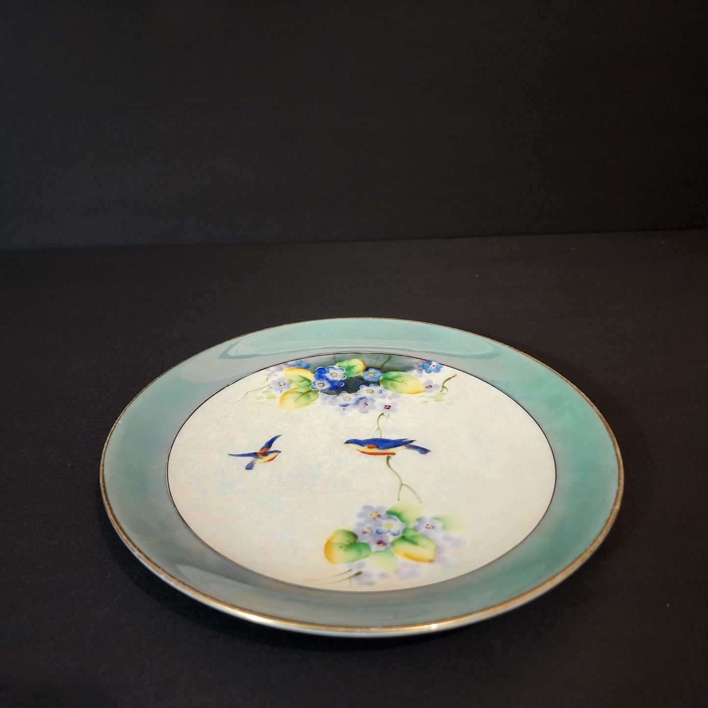 VINTAGE NORITAKE HAND - PAINTED PEDESTAL DISH 1950s