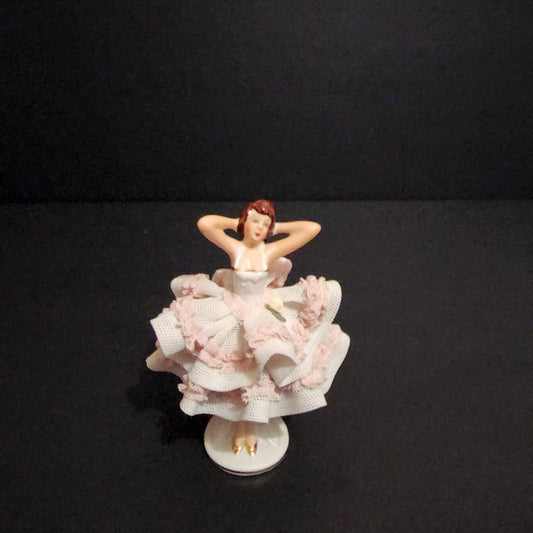 Vintage Dresden Porcelain Lace Figurine Dancer Ballerina