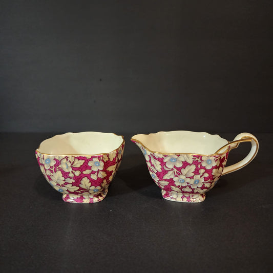 Lord Nelson Ware Chintz Royal Brocade Cream and Sugar Bowl Set