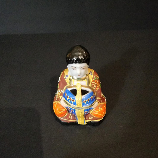 VINTAGE JAPANESE MORIAGE INCENSE BURNER BUDDHA HAND PAINTED DECORATIVE COLLECTIBLE CERAMIC BOHO DECOR