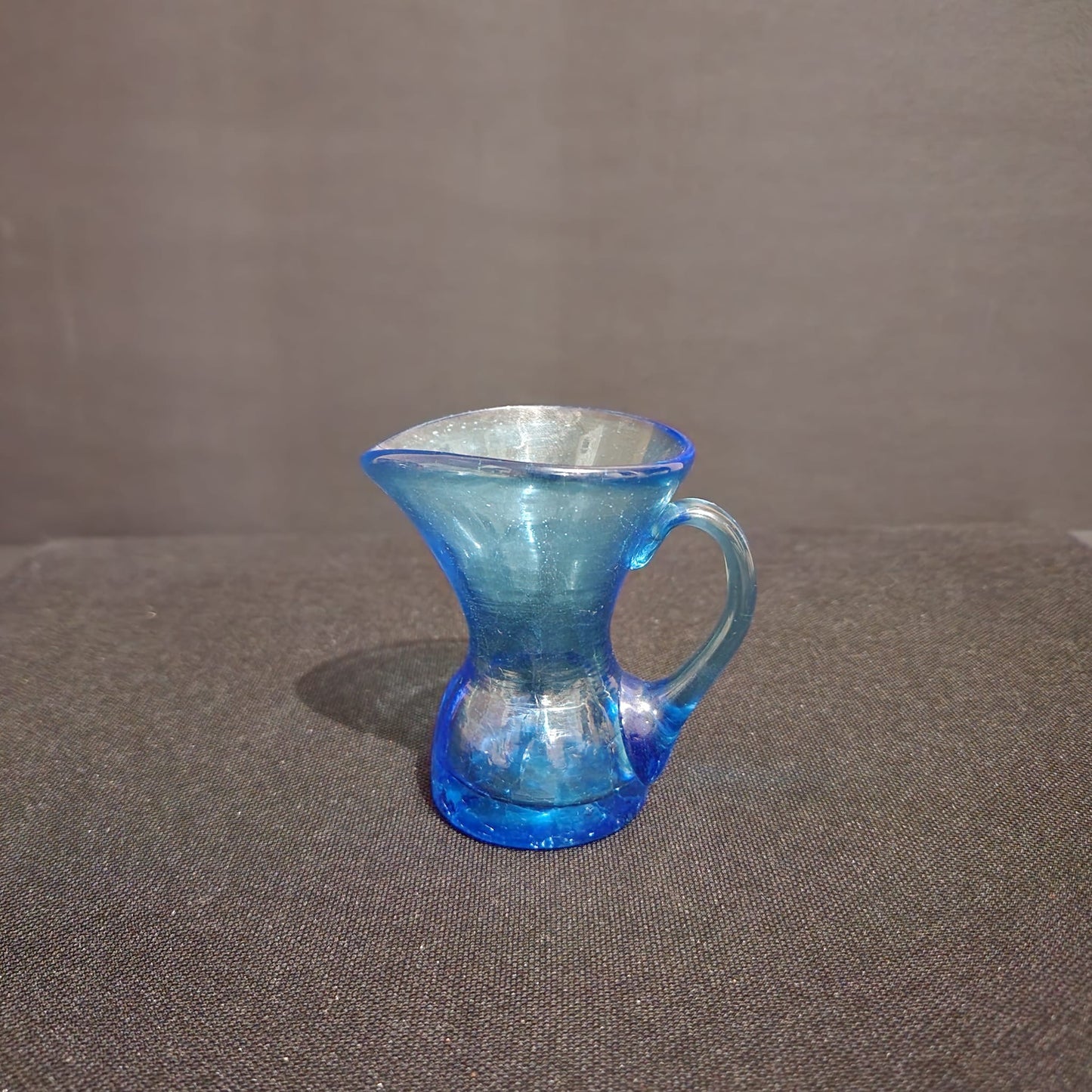 Blue Crackle Glass Pitcher