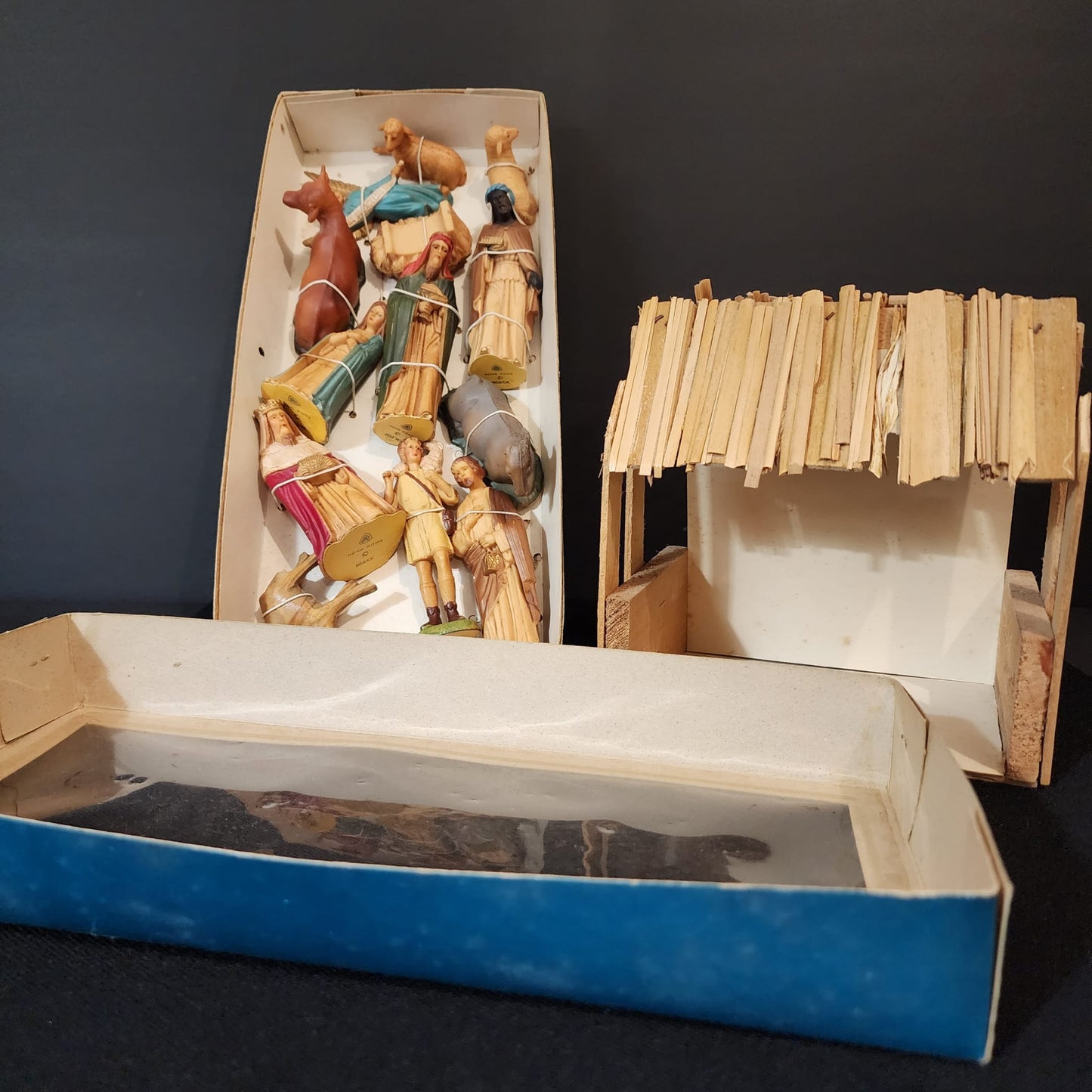 Vintage 12 Piece Nativity Set Art Plastic Original Box