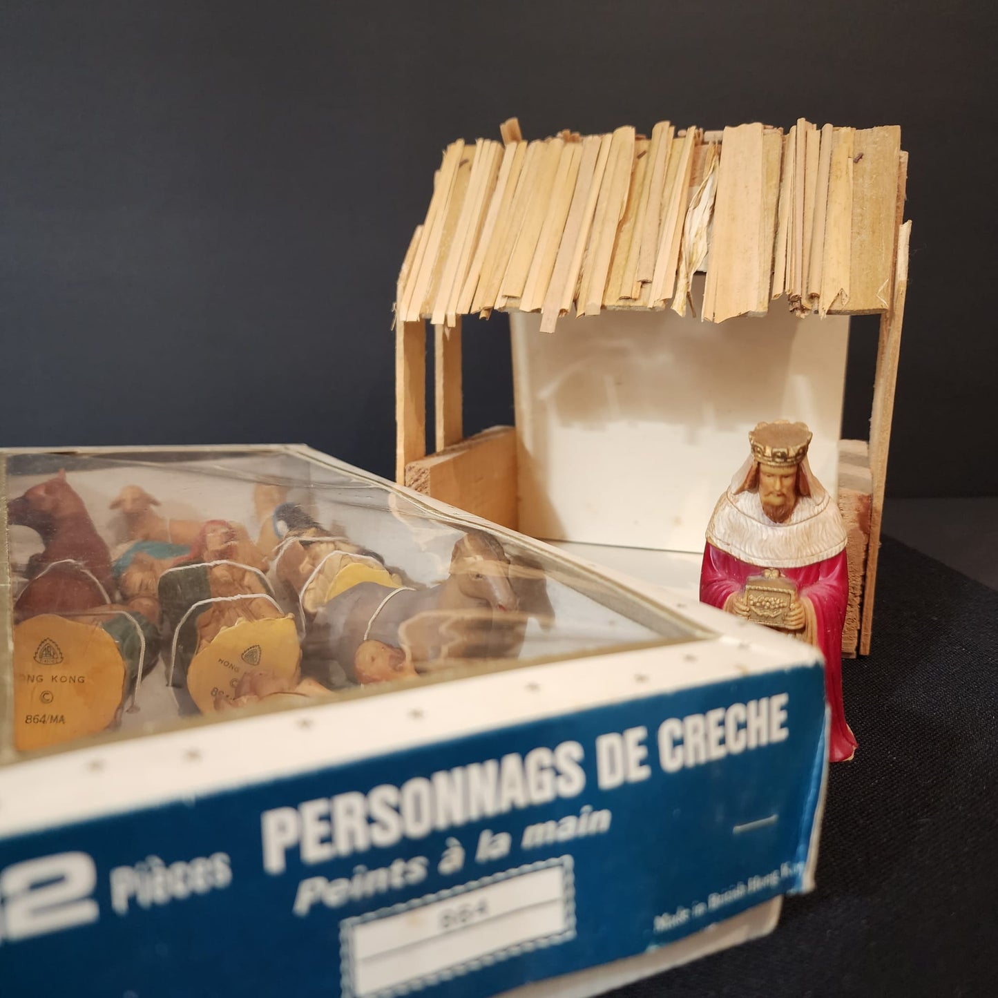 Vintage 12 Piece Nativity Set Art Plastic Original Box