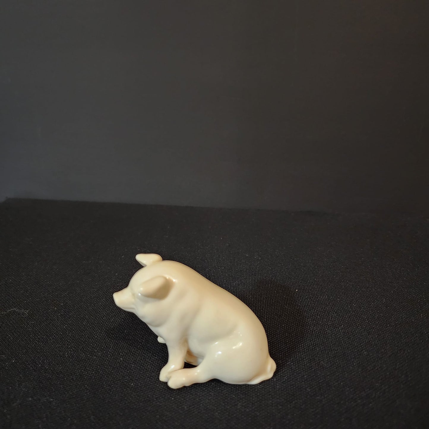 Belleek Ireland 6TH/3RD Green Hallmark Porcelain Setting Glazed Pig Figurine