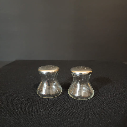 WMG STAINLESS SALT AND PEPPER SHAKERS CROMARGAN 18/8 HOUR GLASS